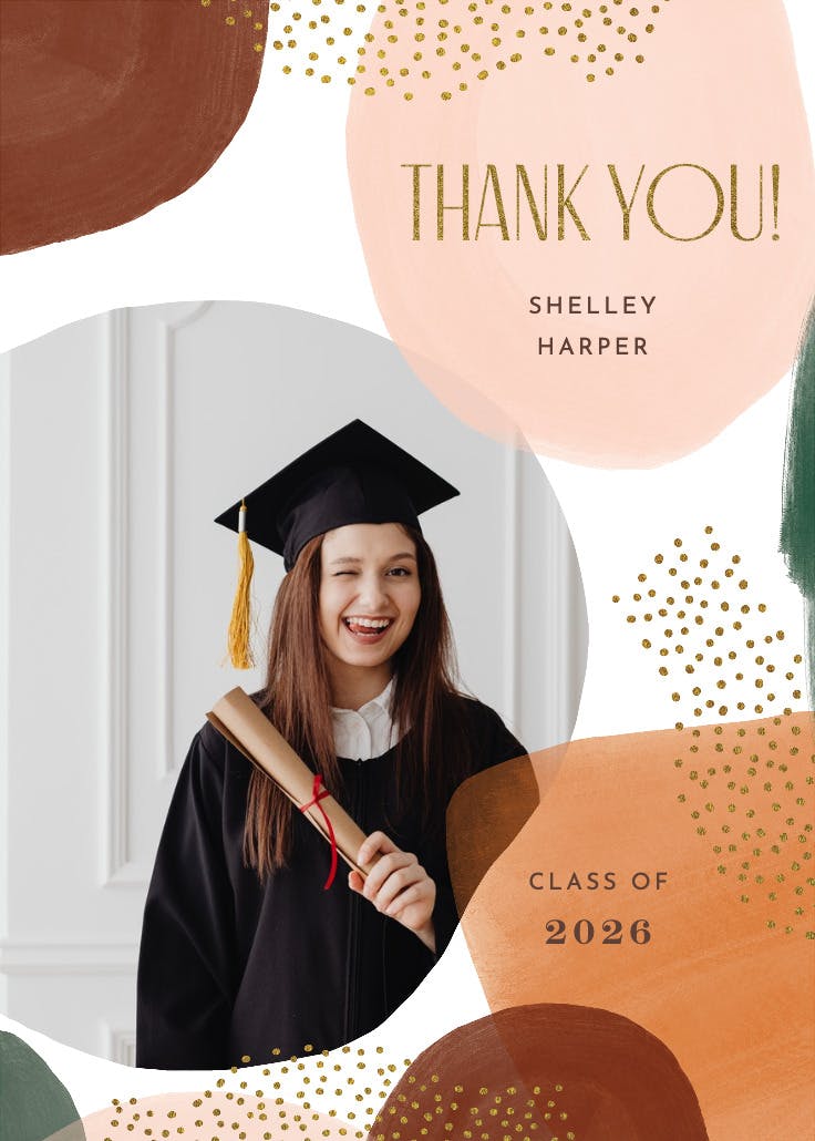 Boho shapes - graduation thank you card